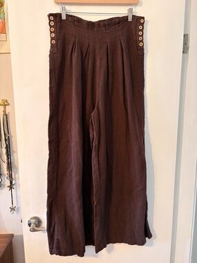 Free People Wide Leg Cotton High Rise Trousers